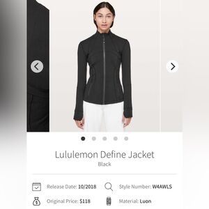 Black Lululemon Define Jacket Women’s size 8 with pockets On The Move Yoga